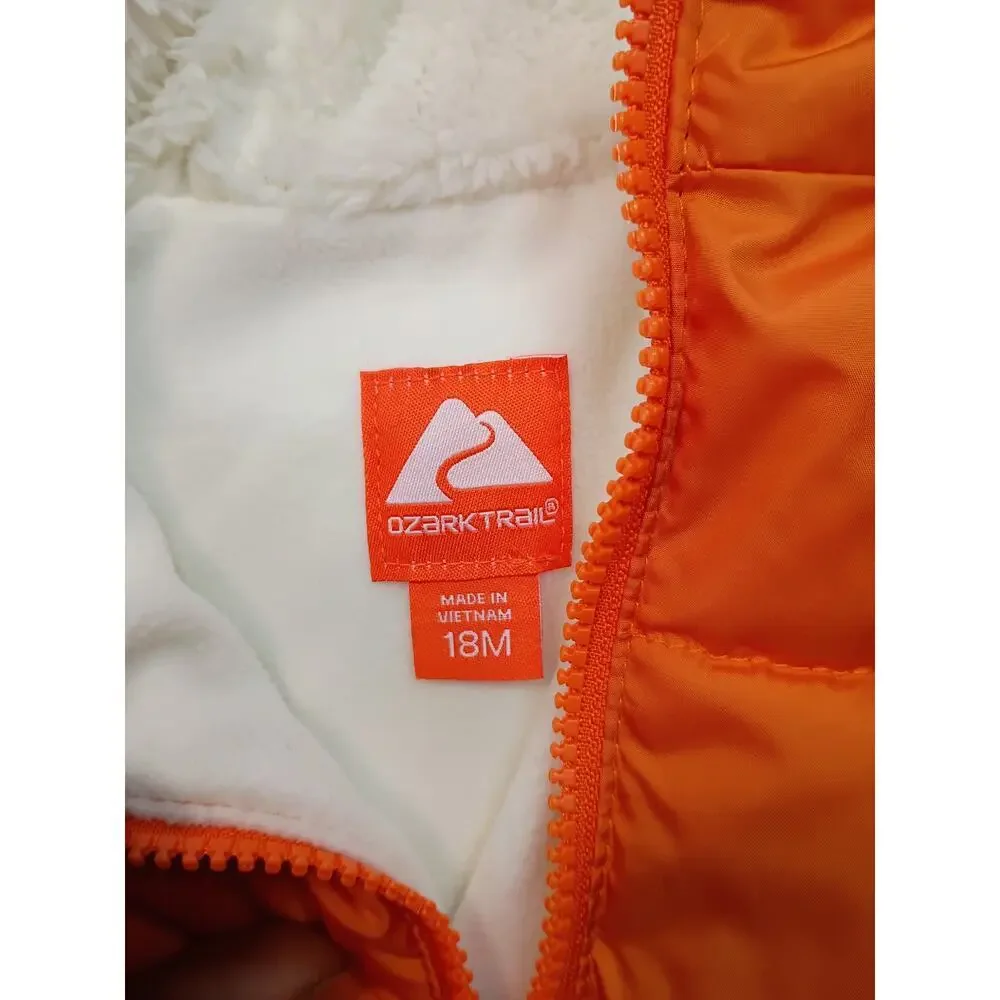 Ozark Trail Toddler Orange Puffer Jacket - Size 18M - NWT